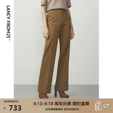 朗姿通勤直筒高腰阔腿休闲裤子女2023冬季新款气质显瘦高级感长裤商品大图