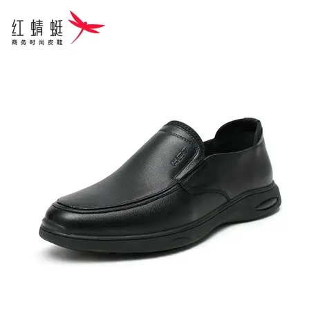 红蜻蜓男鞋2024年春秋新款黑色真皮休闲皮鞋男士中老年软底爸爸鞋商品大图
