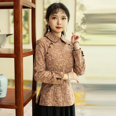 筠雅唐装女中国风中式盘扣上衣复古时尚茶服外套新中式女装J964商品大图
