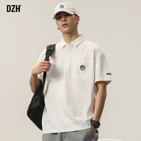 男士白色纯棉polo衫男短袖夏季男款宽松潮牌男装t恤情侣衣服体恤商品大图