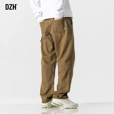 男士卡其色牛仔裤男秋季宽松直筒休闲裤子2023新款工装裤潮牌长裤商品大图