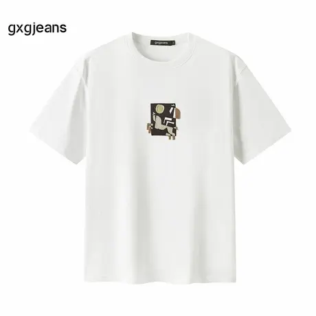 gxg.jeans男装 白色趣味毛巾绣宽松休闲圆领短袖T恤男 25年夏新品图片