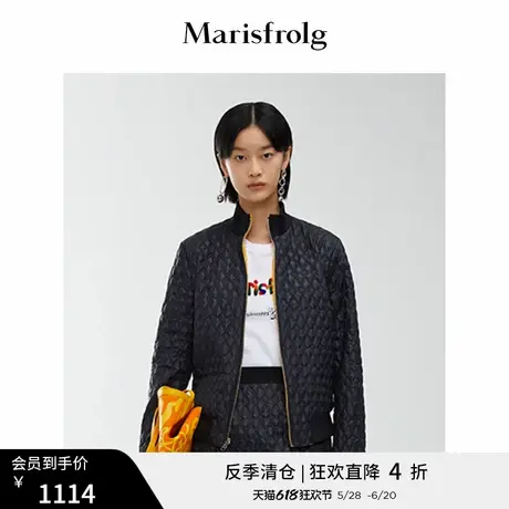 【商场同款】玛丝菲尔春季新款黑色立领白鹅绒短款两穿羽绒夹克图片