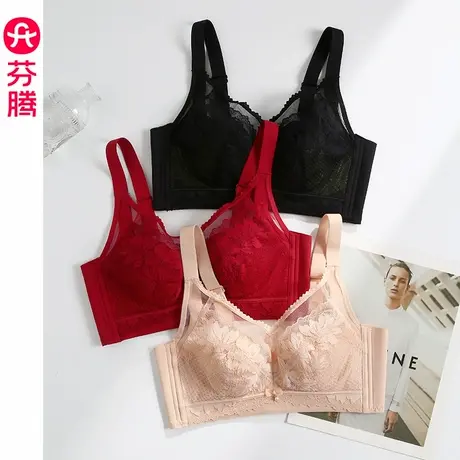 芬腾大胸显小内衣女防下垂法式性感蕾丝文胸薄款无钢圈收副乳胸罩图片