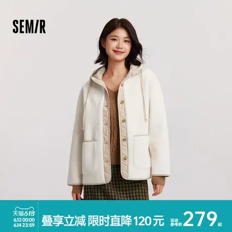 [商场同款]森马外套女仿摇粒绒棉服女装上衣冬2024新款加厚夹克图片
