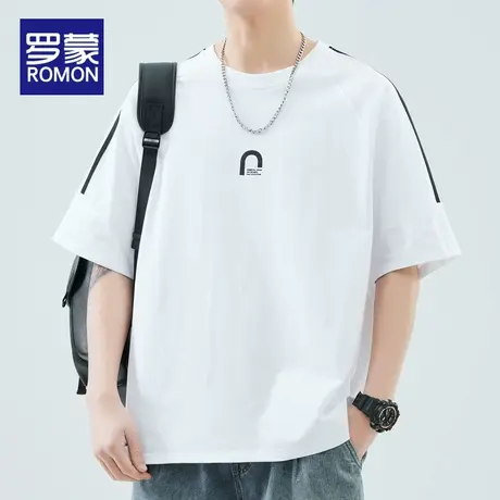 罗蒙男士短袖t恤男款夏季薄款潮牌圆领休闲上衣2025新款男装体恤商品大图