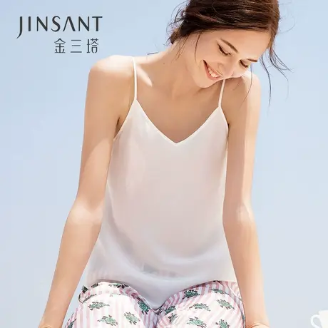 金三塔真丝吊带裙薄款夏100%桑蚕丝绸V领打底外穿性感背心睡衣女商品大图
