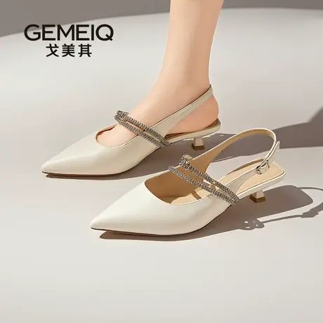 戈美其凉鞋女款2025新款夏季配裙子尖头细跟单鞋子法式绝美小跟鞋图片