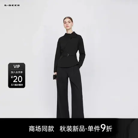 【商场同款】sdeer圣迪奥女休闲翻领收腰宽松长袖衬衫S25380505商品大图