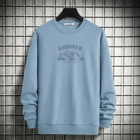 男士卫衣2023秋季新品加绒加厚保暖无帽上衣服宽松潮流圆领长袖商品大图