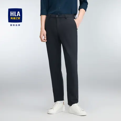 HLA/海澜之家商务绅士休闲裤2023秋季新款高腰修身纯色色织直筒裤商品大图