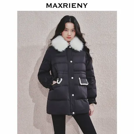MAXRIENY精致优雅感羽绒服女24冬新款翻毛领气质高级感保暖外套商品大图