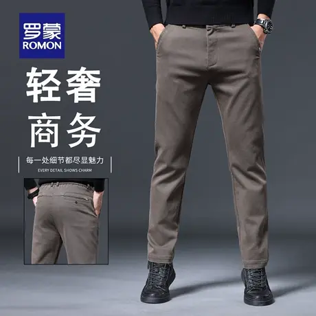 罗蒙高端秋季休闲裤男修身直筒2025新款商务黑色百搭长裤子男N1Z商品大图