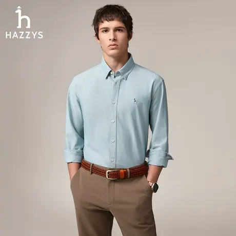 【李佳琦直播间】Hazzys哈吉斯男女款衬衣纯色长袖牛津纺衬衫外套图片