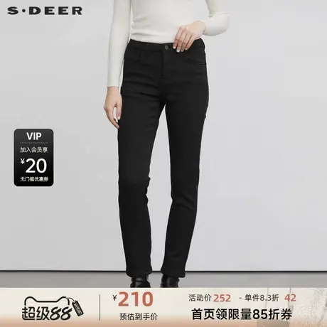 sdeer圣迪奥女装休闲插袋基本款直筒长裤S22480805商品大图