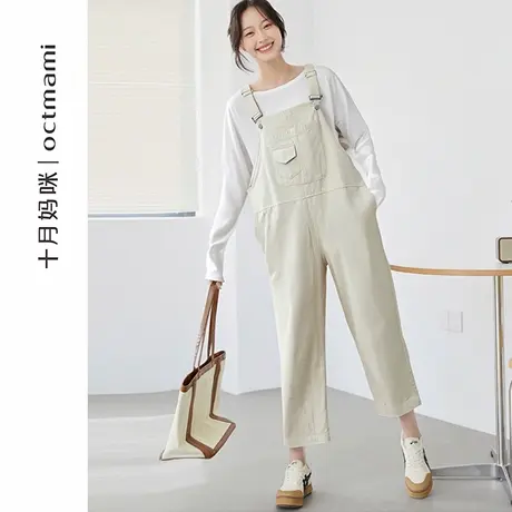 十月妈咪孕妇贴袋背带裤2025新款秋季外穿宽松不勒肚子休闲裤秋装商品大图