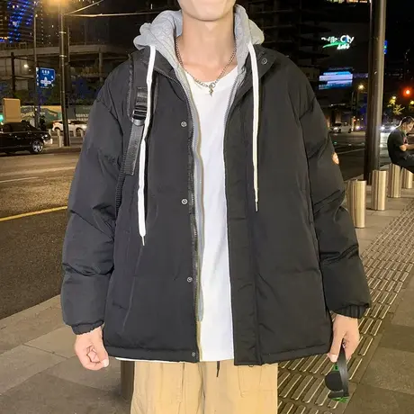 羽绒棉服棉袄子男士冬季新款加绒加厚男生面包冬天装晋江棉衣外套商品大图