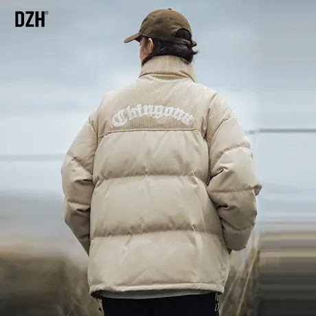 男士卡其色立领棉服男款冬季加厚宽松男装2023新款休闲棉衣外套潮商品大图