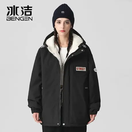 冰洁棉衣男女款冬季加绒加厚工装棉服棉袄潮牌男款羊羔绒GS商品大图