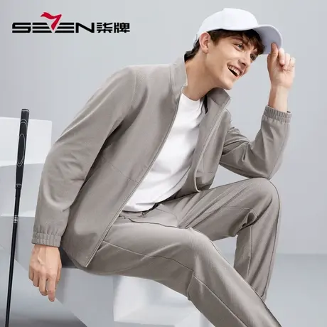 【华夫格】柒牌立领夹克男2023秋季新款时尚青年休闲灰色男士外套商品大图