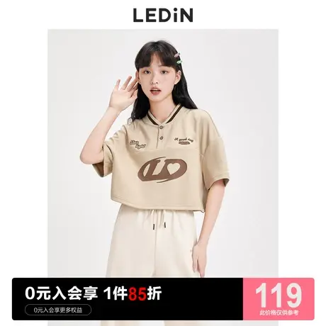 乐町棒球服短款正肩小上衣休闲夏季新款女装休闲露营短袖T恤女图片