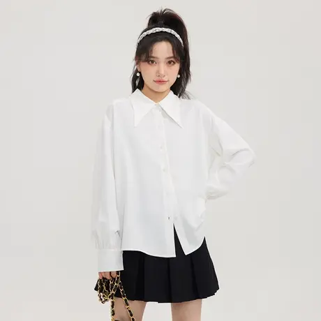 早秋白色长袖chic高级感上衣衬衫女春秋2022年新款温柔小众衬衣图片