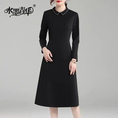 【1件7.9折】冬季新品时尚显瘦百搭打底裙中长款优雅针织连衣裙商品大图