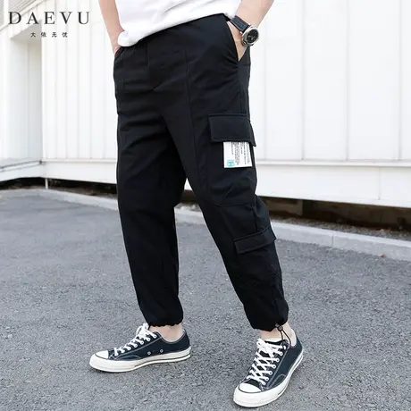 DAEVU春新款年青大号弹力潮胖子束脚加肥加大码男士针织运动卫裤商品大图