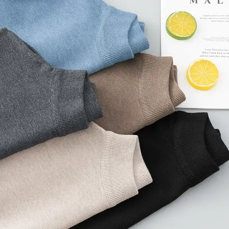 半高领毛衣男秋冬保暖一体绒打底衫毛线衣加绒加厚中领针织衫毛衫商品大图