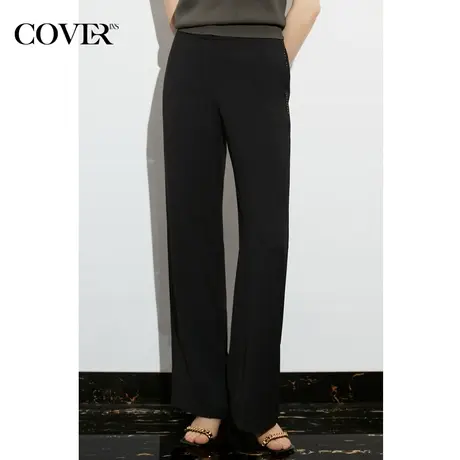 COVER夏季商务中高腰直筒休闲裤图片