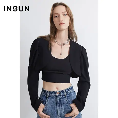 INSUN恩裳夏季醋酸宽肩短截式短外套图片