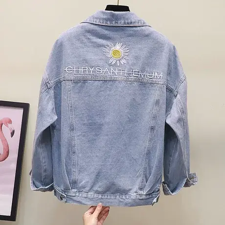 2023新款牛仔外套女韩版宽松百搭春季bf立领学生短款ins港风上衣商品大图