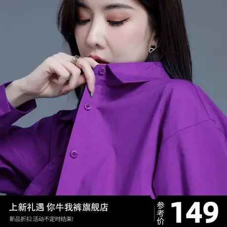 紫色长袖衬衫女秋冬季内搭2025新款衬衣女上衣独特别致小衫小个子商品大图