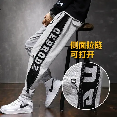 高级感设计感灰色运动卫裤男士束脚宽松休闲长裤子男裤春季春秋款图片