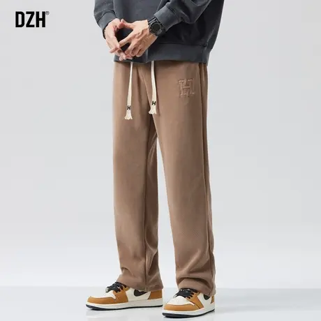 男士雪尼尔卡其色裤子直筒宽松篮球运动裤男秋季休闲长裤潮牌男裤商品大图