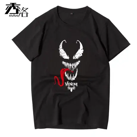 秀洛marvel联名毒液致命守护者T恤男漫威短袖宽松潮纯棉黑色体恤商品大图