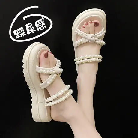 踩屎感超软底凉鞋女2023新款夏季松糕跟鞋子仙女风厚底两穿凉拖鞋图片