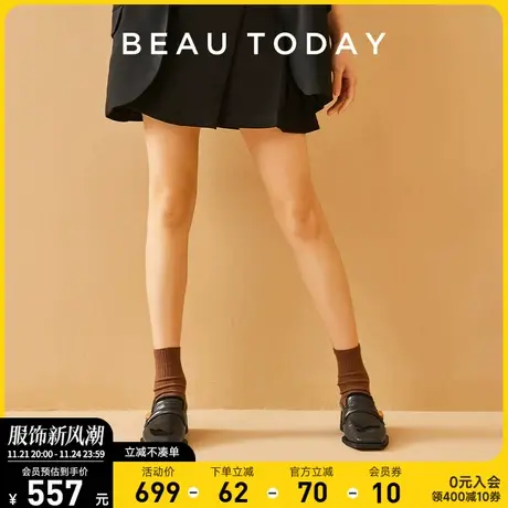 BeauToday乐福鞋女春季时尚方头粗跟个性小众设计单鞋平底女鞋BT商品大图