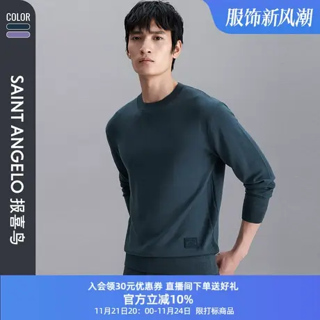 报喜鸟2023秋季新款男商务休闲圆领纯羊毛针织衫短袖羊毛衫男图片