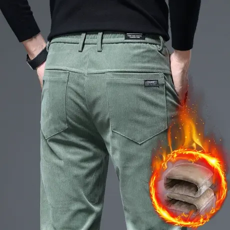 冬季灯芯绒裤休闲裤男士加绒加厚纯棉裤男裤子秋冬款保暖冬裤外穿商品大图