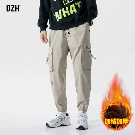 男士加绒裤子工装裤男冬季2024新款潮牌加厚保暖束脚运动裤青少年商品大图