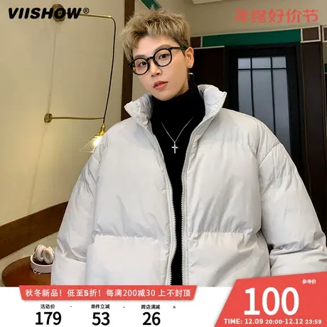VIISHOW羽绒棉服男冬季轻薄保暖宽松外套日系纯色立领面包服上衣商品大图