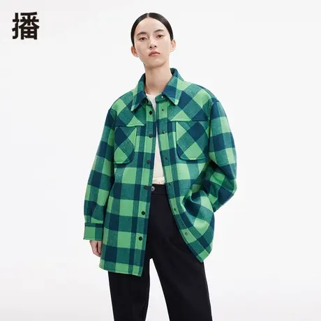 播冬季新款羊毛宽松休闲设计感小众彩色毛呢大衣女DDP4AD8019图片