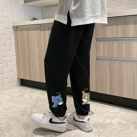 休闲裤男秋冬季高街港风卫裤男ins潮牌卡通动漫运动裤宽松长裤子商品大图