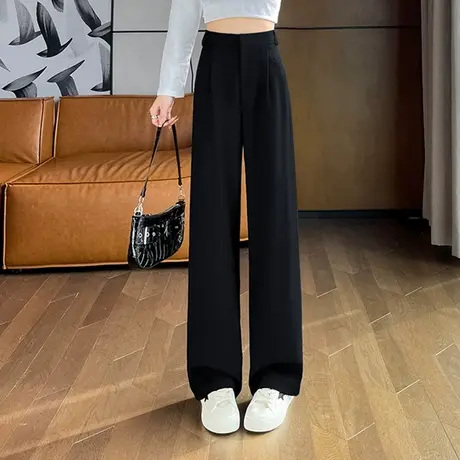 韩潮袭人高腰显瘦休闲百搭西装裤通勤时尚阔腿裤直筒裤图片