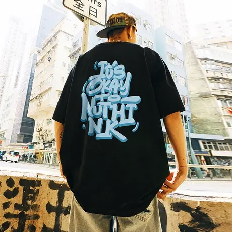 Nuthink美式滑板重磅加肥加大字母短袖男潮牌潮流t恤夏季大码半袖商品大图