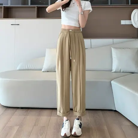 西装裤女高级感垂感春秋2024早春新款直筒宽松小个子显瘦休闲裤子图片