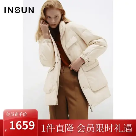 恩裳COVER冬2022时尚立体肌理感绵羊皮保暖舒适白鸭绒皮羽绒商品大图