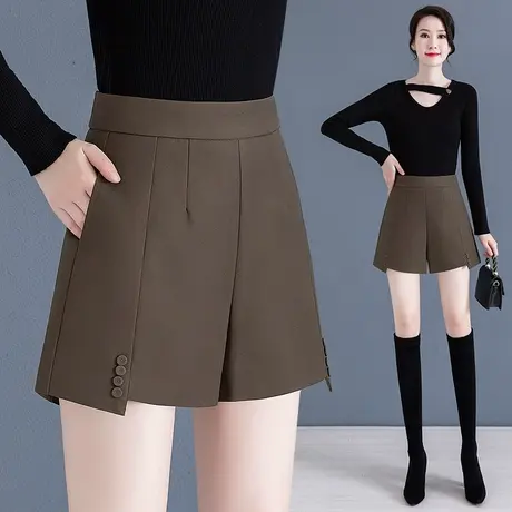 大码时尚西装短裤女夏天设计感高腰垂感阔腿裤小个子韩版百搭热裤商品大图