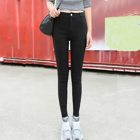 打底裤女裤外穿显瘦黑色夏季紧身九分小脚高腰弹力小黑裤春秋薄款商品大图